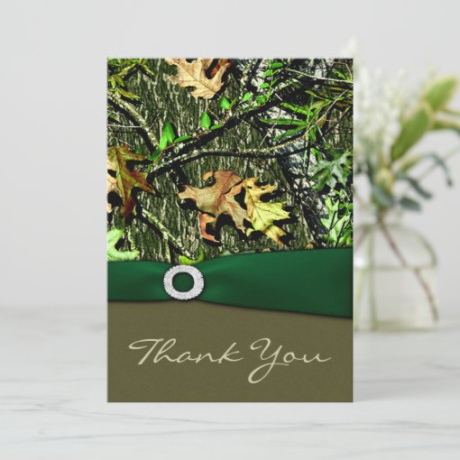 Hunter Green Hunting Camo Wedding Thank You Cards | Zazzle