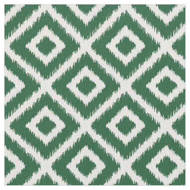 Hunter Green Ikat Diamonds Fabric (Close Up)
