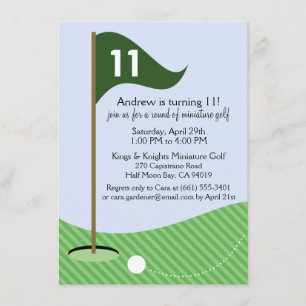 Hunter Green Let's Par-Tee Miniature Golf Birthday Invitation