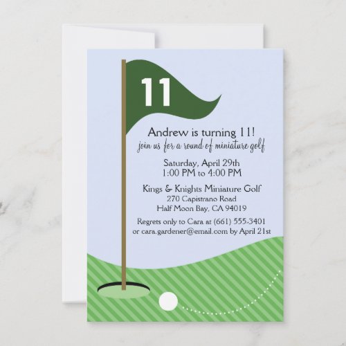 Hunter Green Let's Par-Tee Miniature Golf Birthday Invite