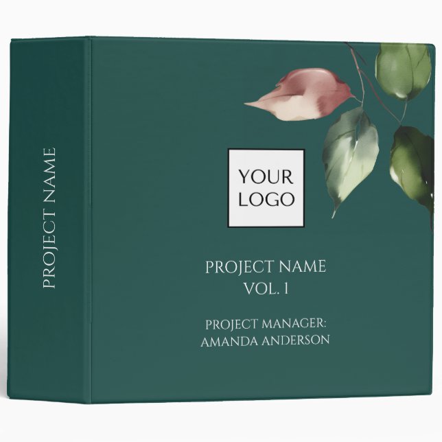 Hunter Green Logo Project Manager  3 Ring Binder (Front/Spine)