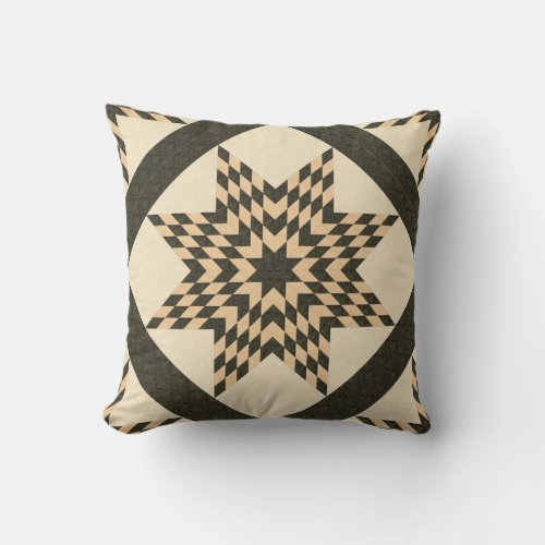 Hunter Green Lone Star Quilt Design Throw Pillow