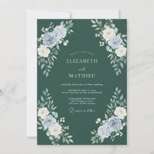 Hunter Green Lush Winter Wedding Invitation