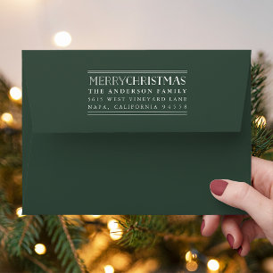 Hunter Green Merry Christmas Back Flap Address Envelope