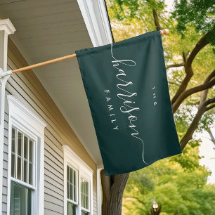 Hunter Green   Modern Calligraphy Family Name House Flag