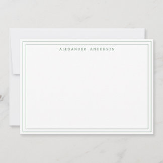 Hunter Green Modern Professional Double Border Note Card