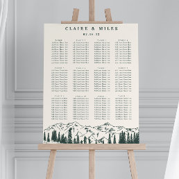 Hunter Green Mountain Sketch Wedding Seating Chart Foam Board