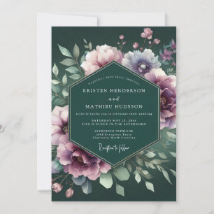 Hunter Green Mystic Posy Wedding Invitation