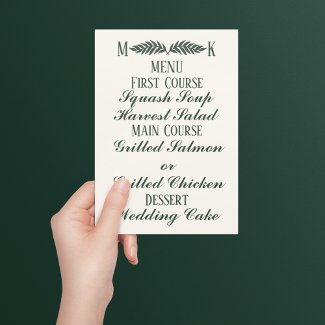 Hunter Green on Cream Initials Wedding