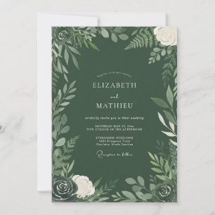 Hunter Green Opulent Woodland Wedding Invitation