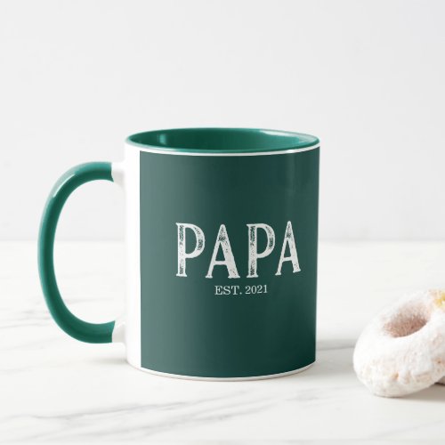 Hunter Green Papa Year Established Mug