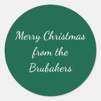 Hunter Green Personalized Christmas Envelope Classic Round Sticker