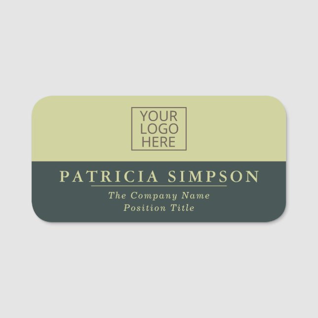 Hunter Green Pistachio Yellow Nature Name Tag (Front)