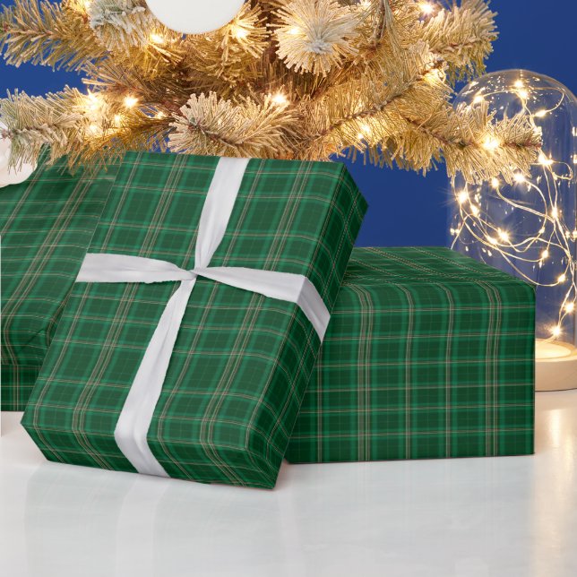 Hunter Green Plaid Christmas Wrapping Paper  (Holidays)