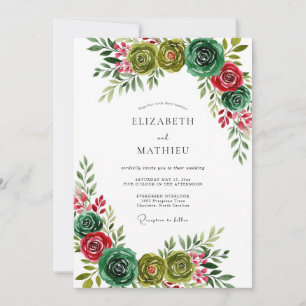 Hunter Green Plush Winter Wedding Invitation