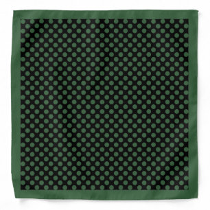 Hunter Green Polka Dots on Black, Hunter Border Bandana