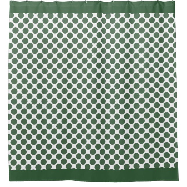 Hunter Green Polka Dots Shower Curtain (Front)