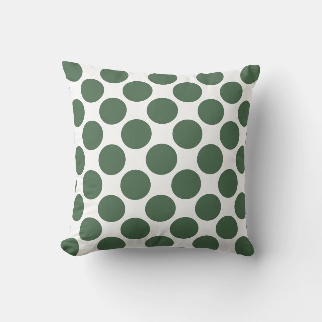 Hunter Green Polka Dots Throw Pillow (Front)