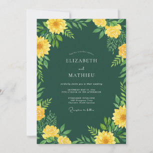 Hunter Green Radiant Summer Wedding Invitation