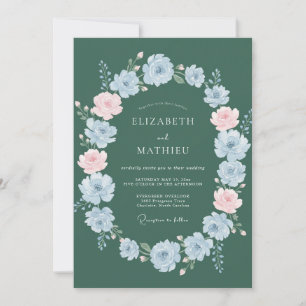 Hunter Green Refined Spring Wedding Invitation