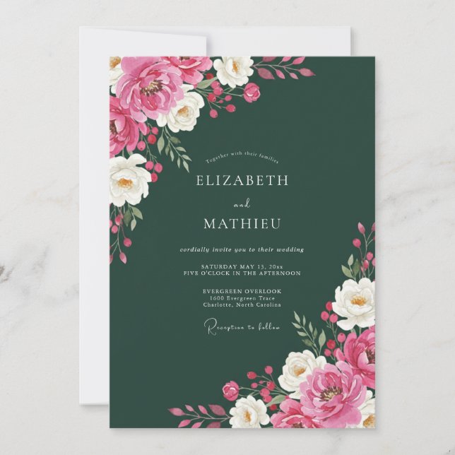 Hunter Green Resplendent Winter Wedding Invitation (Front)
