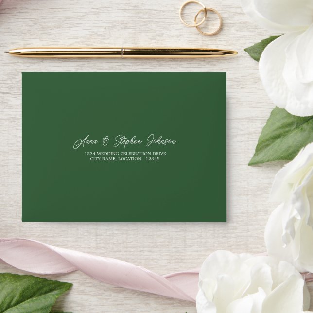 Hunter Green RSVP Return Envelope (Wedding)