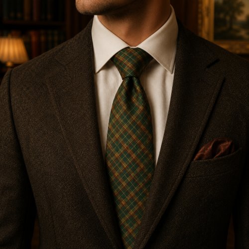 Hunter Green Rustic Plaid Tartan Neck Tie