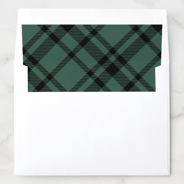 Hunter Green Scottish Tartan Plaid Holiday Envelope Liner (In Envelope)