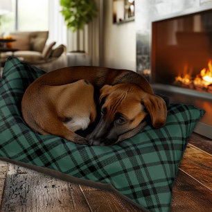 Hunter Green Scottish Tartan Plaid Pet Bed