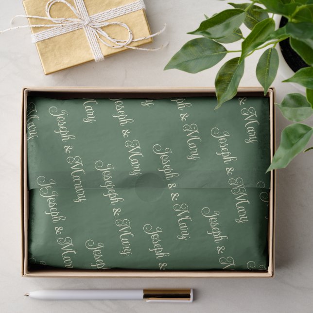 Hunter Green & Soft Cream Script Golf Course  Tissue Paper (Gift)