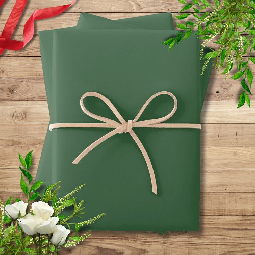 Hunter Green Solid Color  Classic  Elegant Wrapping Paper Sheets