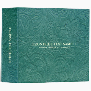 Hunter Green Suede Leather Look Embossed Flowers Binder