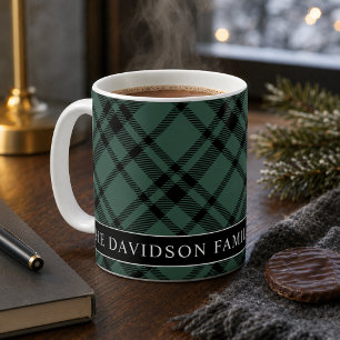 Hunter Green Tartan Plaid Family Monogram Coffee Mug