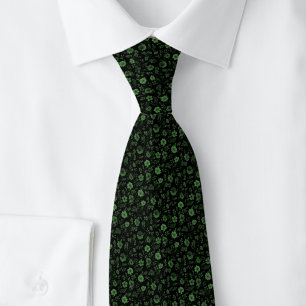 Hunter Green Tiny Flowers Neck Tie