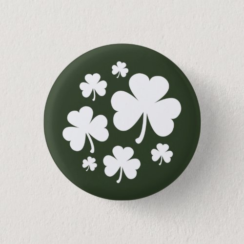 Hunter Green w White Shamrocks Irish Pride Pinback Button