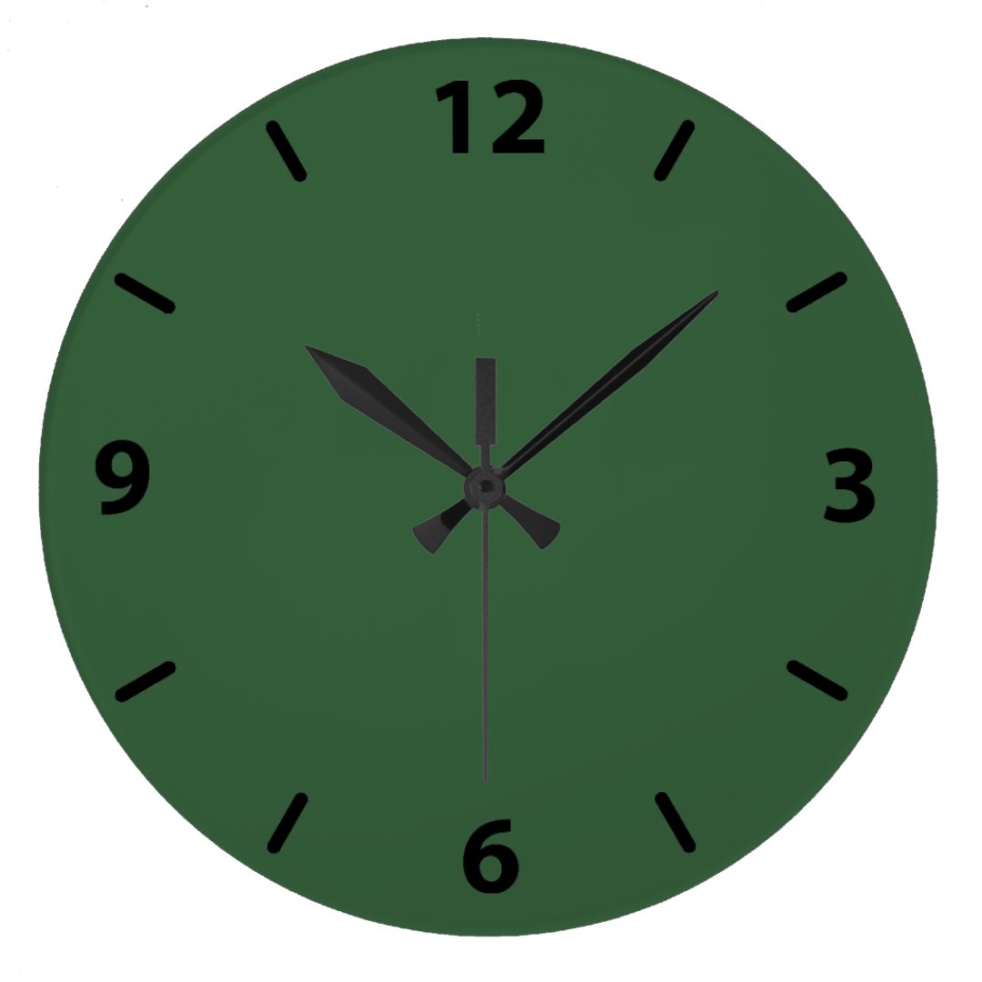 Hunter Green Wall Clock with Black Numbers | Zazzle