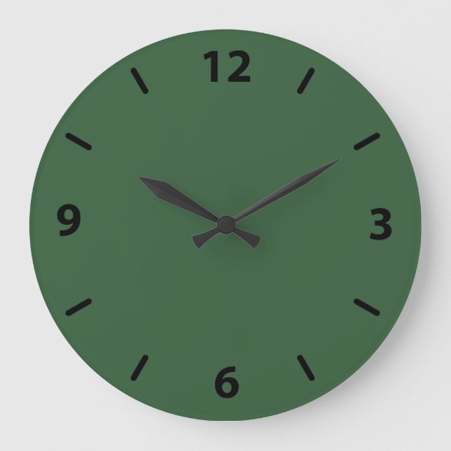 Hunter Green Wall Clock with Black Numbers (Front)