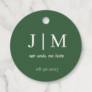 Hunter Green Wedding Customizable Message Date Favor Tags