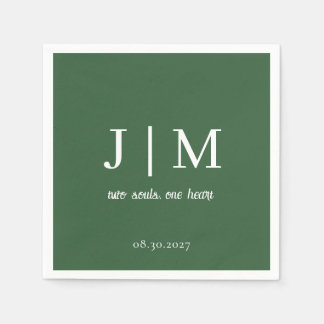 Hunter Green Wedding Customizable Message Date Napkins