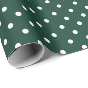 Hunter Green White Polka Dot Wrapping Paper