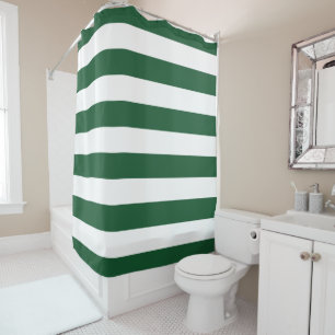 Hunter Green Wide Stripes Shower Curtain