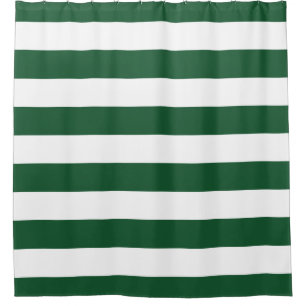 Hunter Green Wide Stripes Shower Curtain
