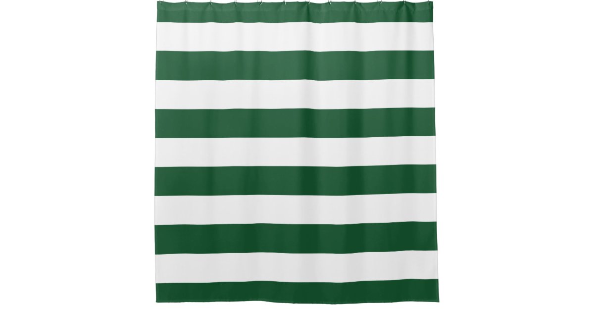 Hunter Green Wide Stripes Shower Curtain | Zazzle