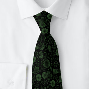 Hunter Green Wildflowers Neck Tie
