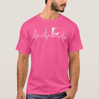 Hunter Hunting Dog Hunt Gun Rifle Sports Heartbeat T-Shirt