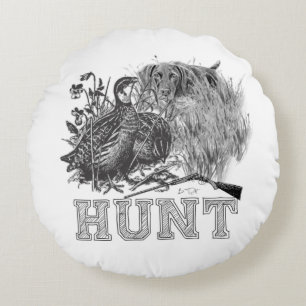 Hunter (Hunting with GSP) Round Pillow