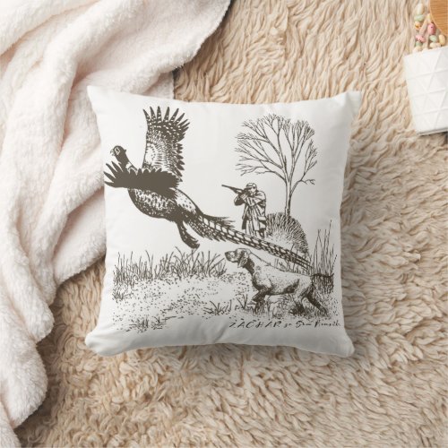 Hunter Hunting with GSP   Throw Pillow