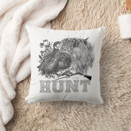 Hunter Hunting with GSP   Throw Pillow