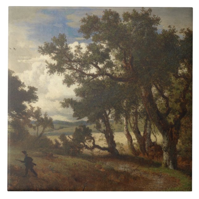  Hunter in a Rural Landscape (Andreas Achenbach) Ceramic Tile (Front)