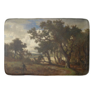 Hunter in a Rural Landscape Bath Mat
